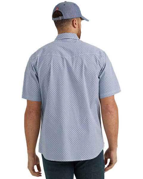 Image #3 - Wrangler 20X Men's Geo Print Short Sleeve Snap Stretch Western Shirt - Tall , Blue, hi-res
