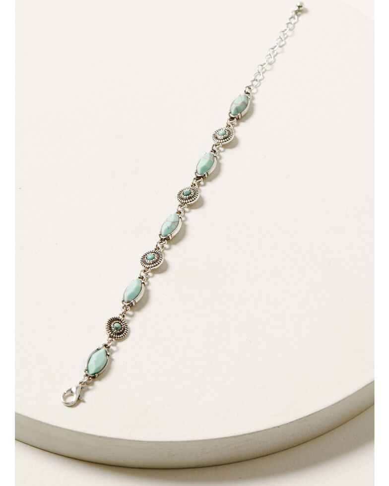 Shyanne Women's Turquoise & Silver Bead Station Bracelet , Silver, hi-res
