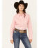Image #1 - Wrangler Retro Women's Solid Long Sleeve Button-Down Stretch Western Shirt, Pink, hi-res