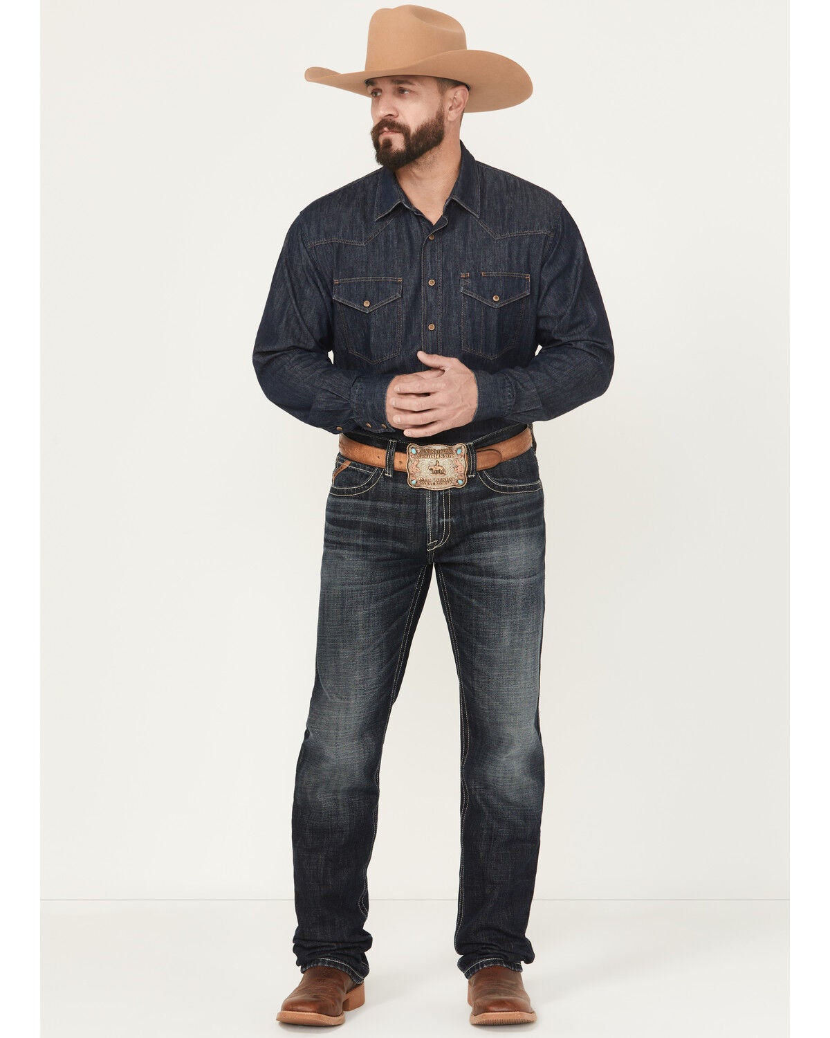 Image #1 - Ariat Men's Boot Barn Exclusive Bart Keith Dark Wash Relaxed Straight Denim Jeans - Big, Dark Wash, hi-res