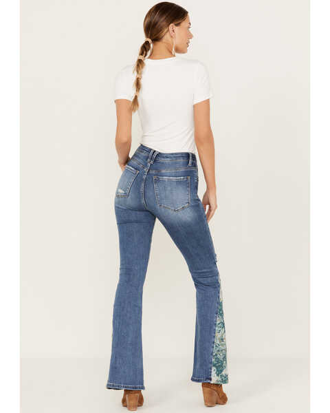 Image #3 - Vervet Women's Pound Medium Wash High Rise Floral Flare Jeans, Medium Wash, hi-res