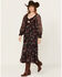 Image #1 - Angie Women's Floral Cut Out Long Sleeve Midi Dress, Black, hi-res
