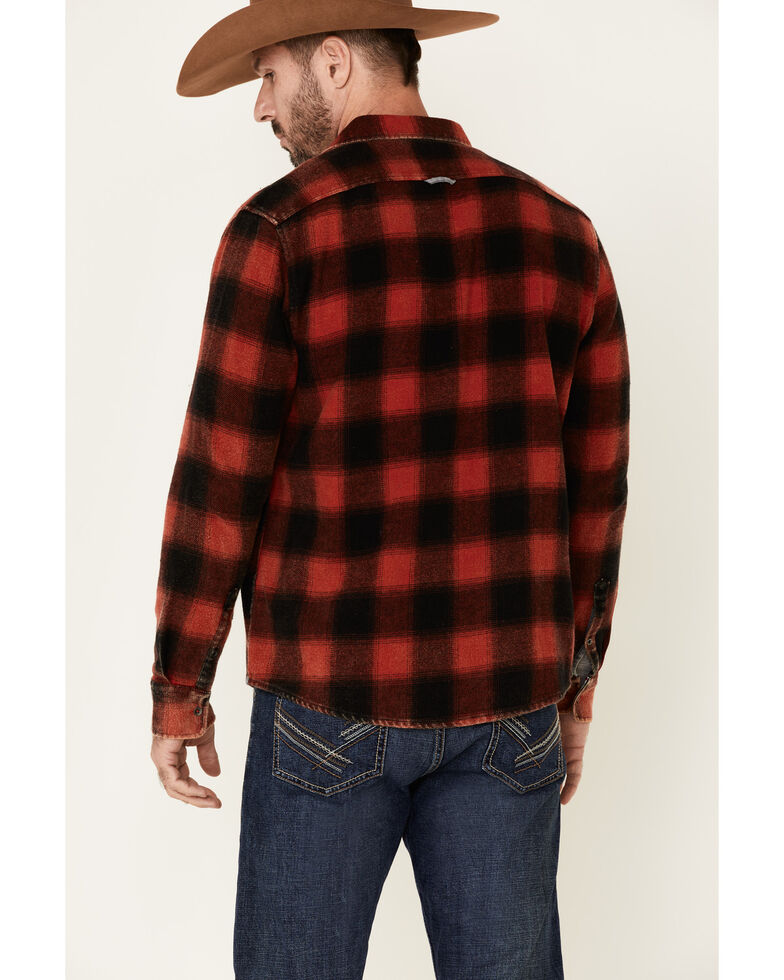 Flag & Anthem Men's Shaw Vintage Washed Plaid Long Sleeve Western Flannel Shirt , Dark Red, hi-res