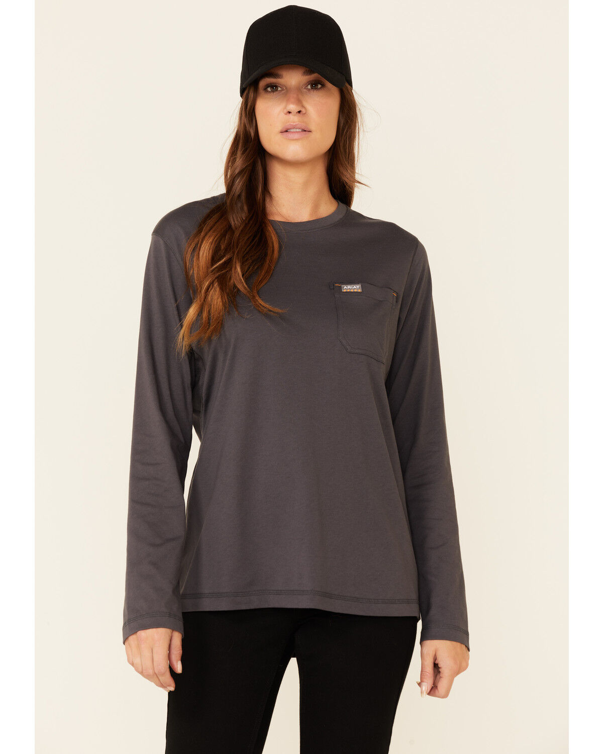 Image #1 - Ariat Women's Bolt Logo Long Sleeve Work Tee, Grey, hi-res