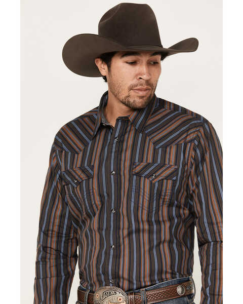 Image #2 - Cody James Men's Finals Day Striped Long Sleeve Western Snap Shirt - Tall, Navy, hi-res