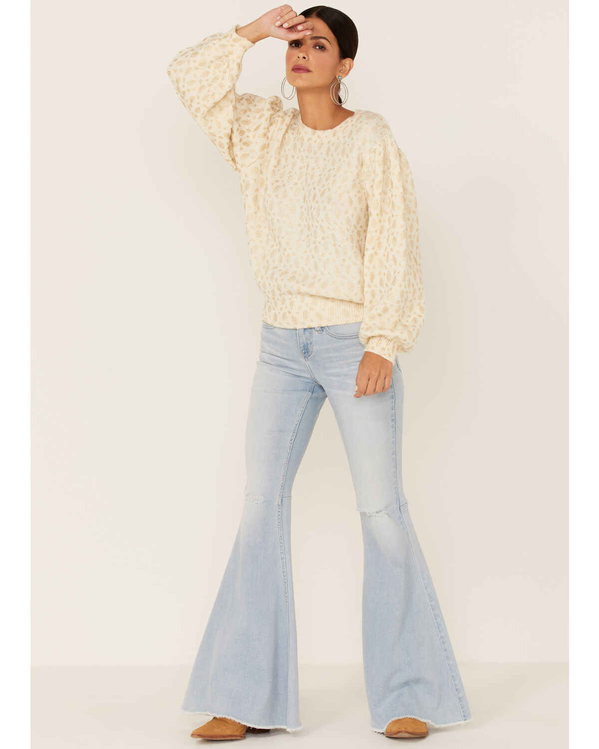 Image #4 - Molly Bracken Women's Leaf Print Sweater, , hi-res