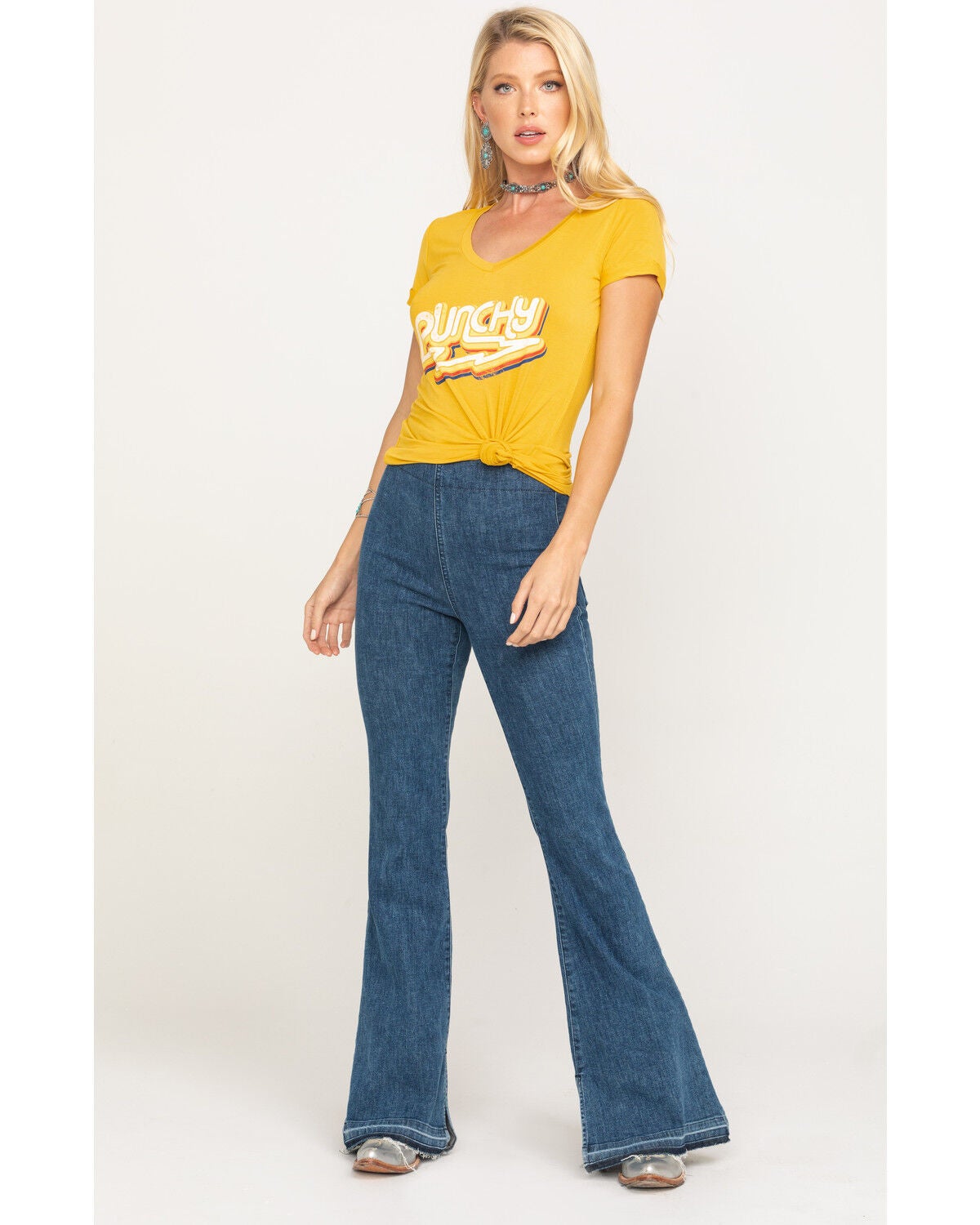mustard v neck t shirt