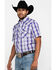 Image #3 - Wrangler Men's Purple Plaid Fashion Snap Short Sleeve Western Shirt , , hi-res