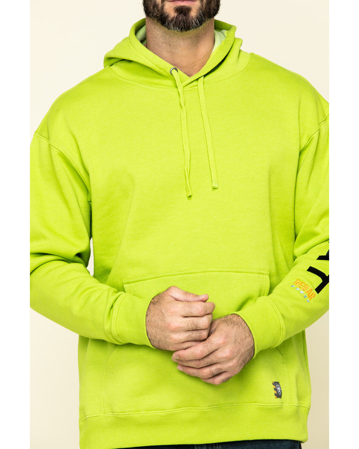 Image #4 - Ariat Men's Lime Heather Rebar Graphic Hooded Work Sweatshirt, Green, hi-res