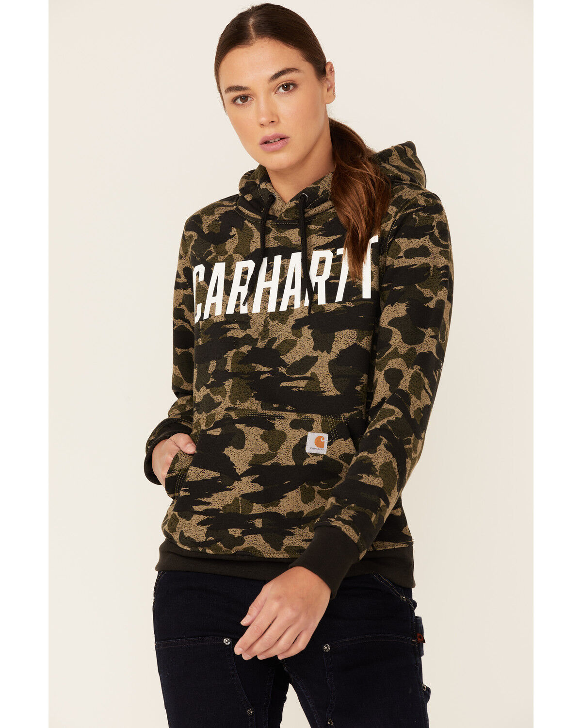 Image #1 - Carhartt Women's Camo Logo Pullover Hoodie , , hi-res