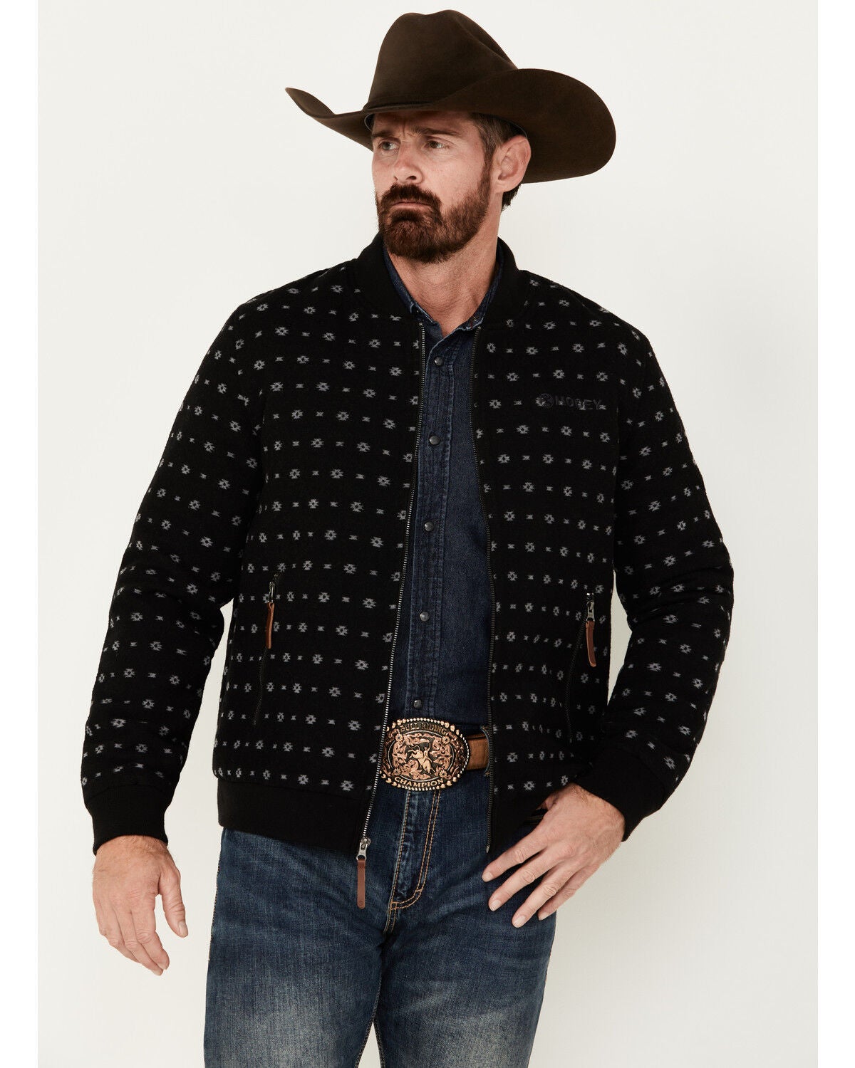 Hooey Men's Southwestern Print Wool Jacket - Big, Red, hi-res
