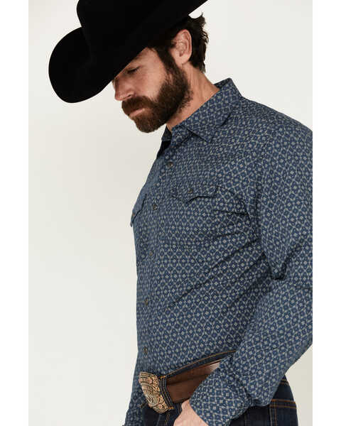 Image #2 - Wrangler Retro Men's Premium Medallion Print Long Sleeve Western Snap Shirt, Blue, hi-res