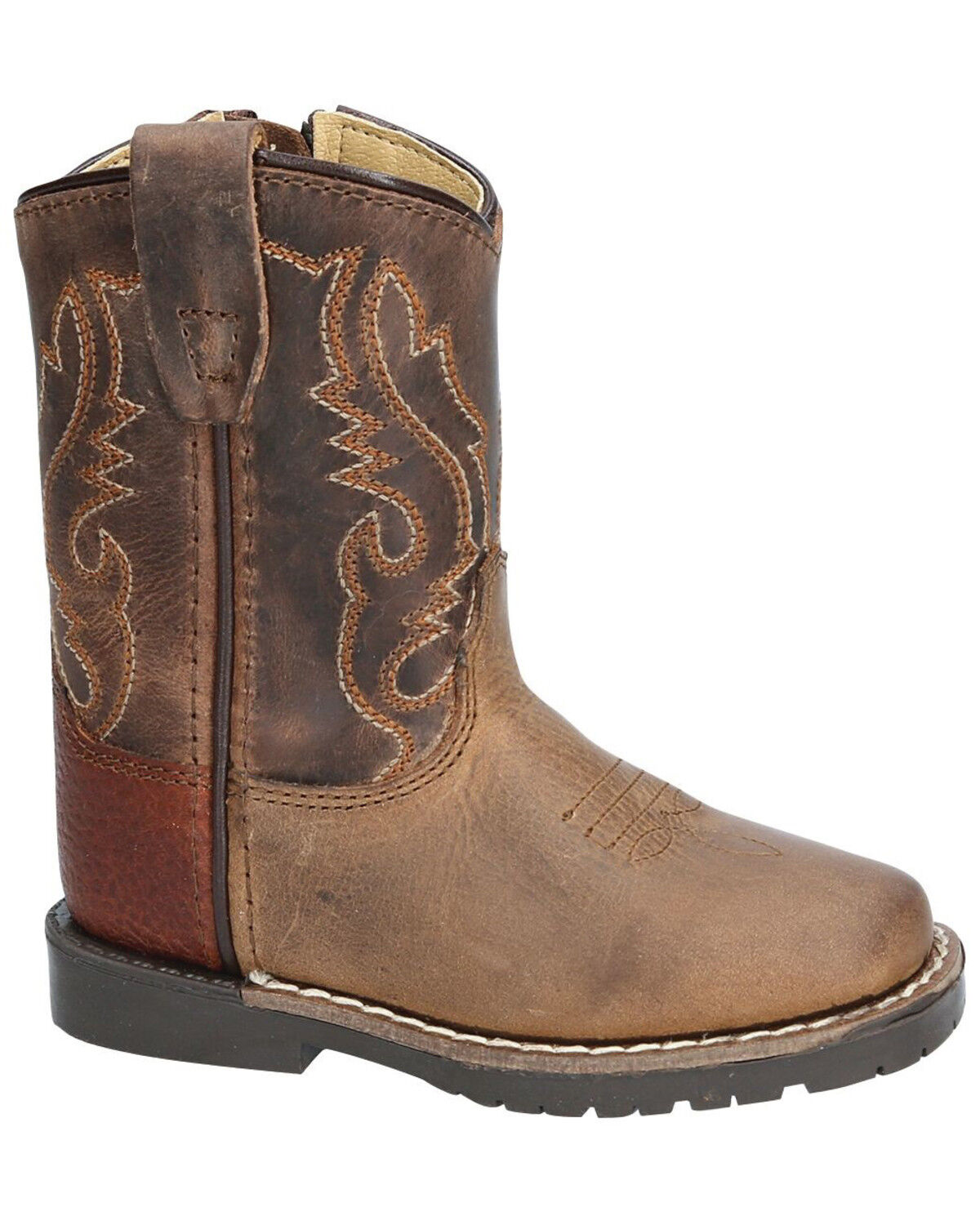 Round Toe Distressed Brown Smoky Mountain Toddler Girls' Hopalong Western Boot 