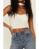 Image #3 - June & Hudson Women's Ivory Polka Dot Crop Bustier Top, Ivory, hi-res