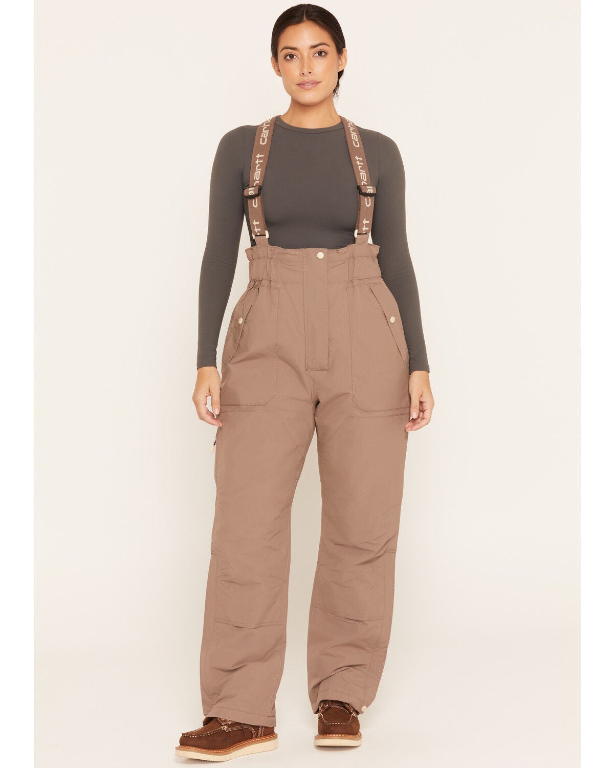 Carhartt Women's Rainer Bib Overalls, Brown, hi-res