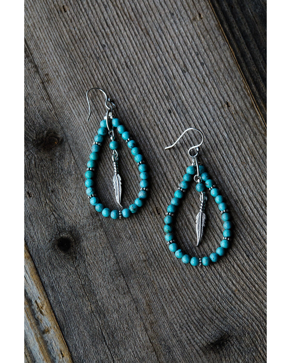 Image #2 - Paige Wallace Women's Teardrop Feather Charm Earrings, Turquoise, hi-res