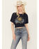 Image #1 - Cleo + Wolf Women's Sun & Moon Smocked Crop Top, Navy, hi-res