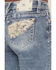 Image #2 - Miss Me Women's Medium Wash Mid Rise Logo Pocket Bootcut Stretch Denim Jeans, Medium Wash, hi-res