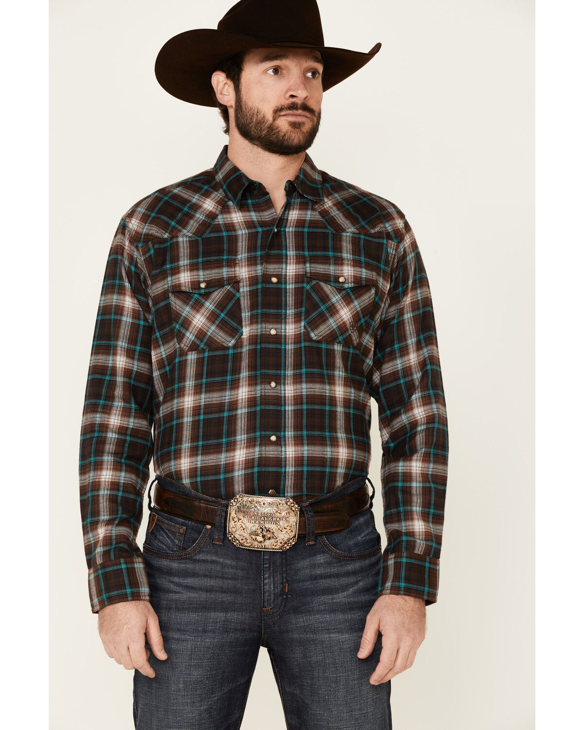 Image #1 - Ariat Men's Harrisburg Retro Plaid Long Sleeve Snap Western Shirt, , hi-res