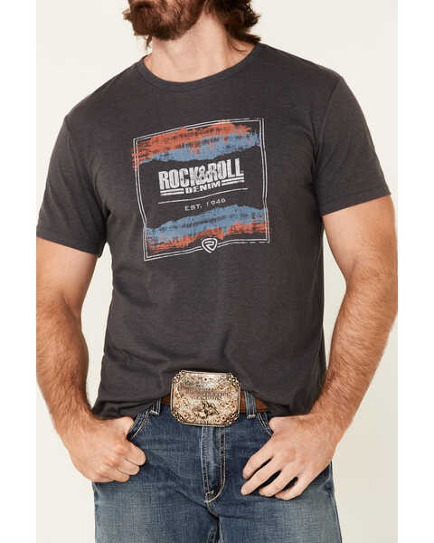 Image #3 - Rock & Roll Denim Men's Charcoal Square Graphic Short Sleeve T-Shirt , Charcoal, hi-res