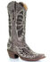 Image #1 - Corral Women's Distressed Black Sequin Cross & Wing Inlay Cowgirl Boots - Snip Toe, , hi-res