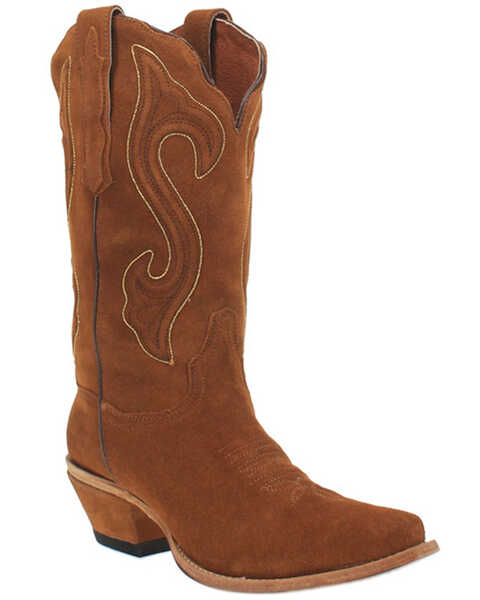 Image #1 - Dan Post Women's Suede Western Boots - Snip Toe, , hi-res