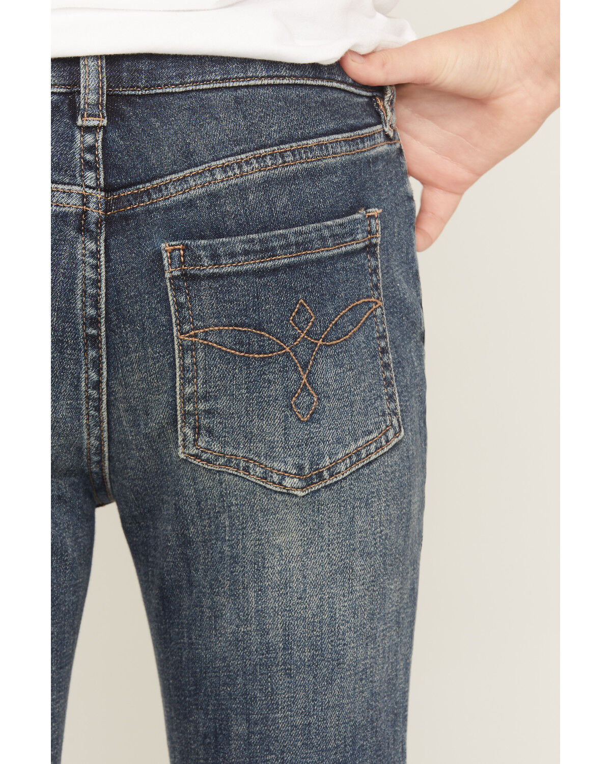 Image #4 - Shyanne Girls' Holly Medium Wash Fringe Flare Stretch Denim Jeans, Medium Wash, hi-res
