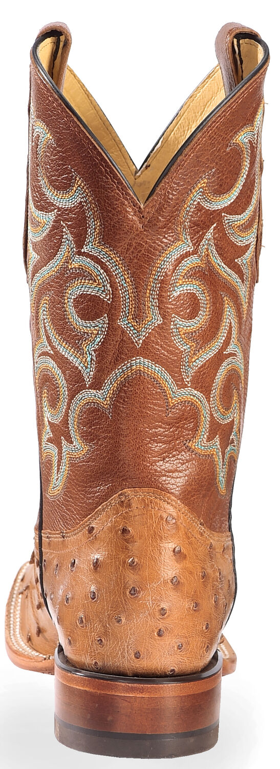 Image #7 - Justin Men's Waxy Full Quill Ostrich Western Boots - Broad Square Toe, Cognac, hi-res