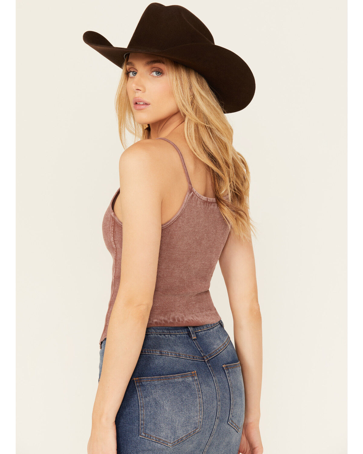 Image #4 - Rock & Roll Denim Women's Sleeveless Ribbed Corset Tank, , hi-res