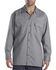 Image #1 - Dickies Men's Solid Twill Button Down Long Sleeve Work Shirt, Silver, hi-res