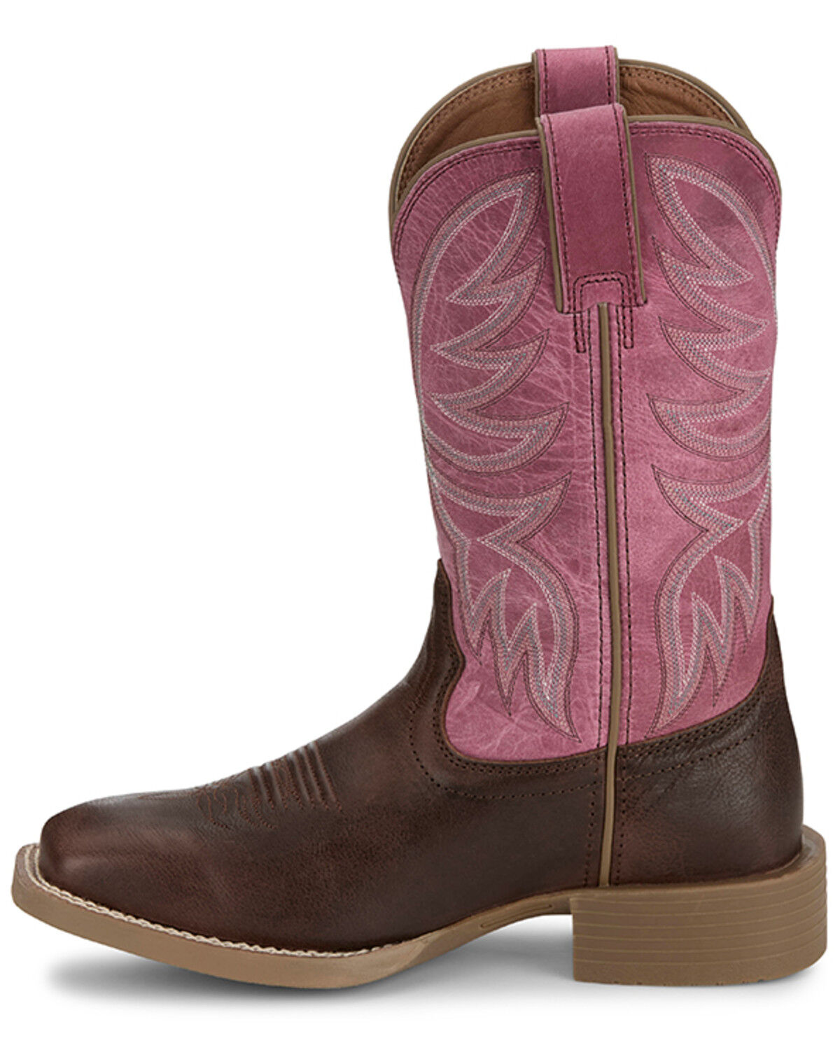 Image #3 - Justin Women's Demeter Performance Western Boots - Broad Square Toe, Pink, hi-res