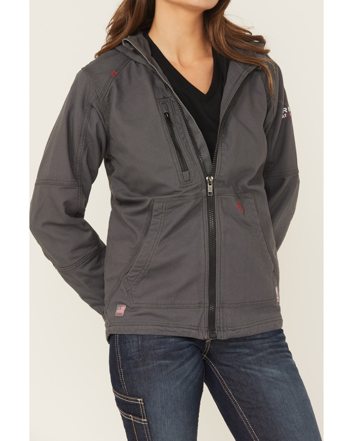 Image #3 - Ariat Women's Iron Grey FR Duralight Stretch Canvas Jacket, Steel, hi-res