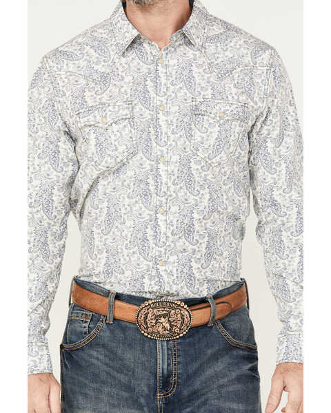 Image #3 - Cody James Men's Dagget Paisley Print Long Sleeve Snap Western Shirt, White, hi-res