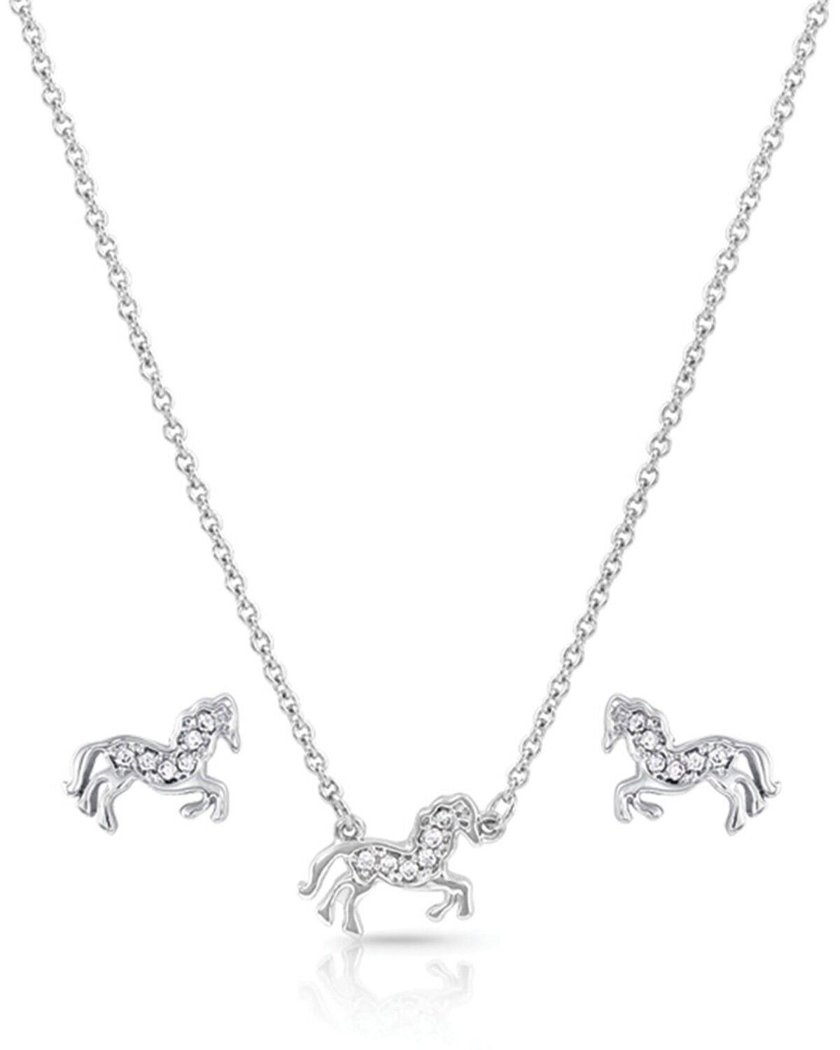 Montana Silversmiths Women's All The Pretty Horses Jewelry Set - 2 Piece, Silver, hi-res