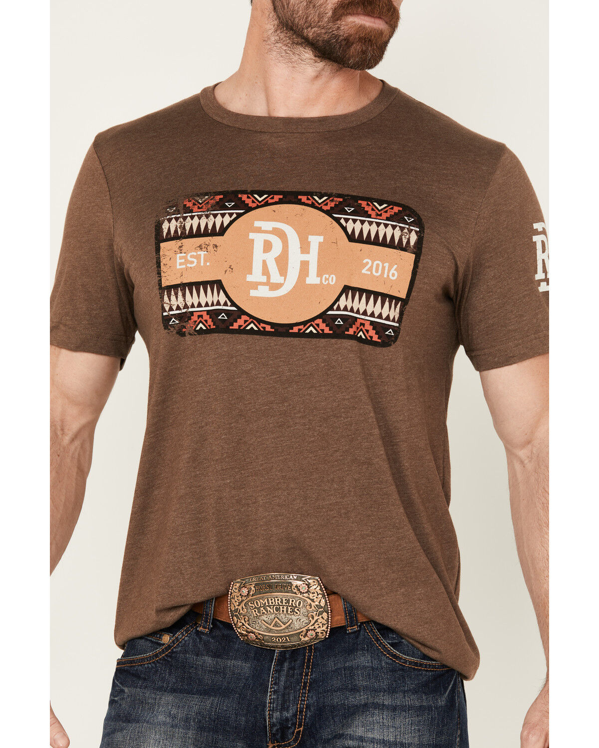 Image #3 - Red Dirt Hat Men's Copper Southwestern Print Logo Short Sleeve Graphic T-Shirt, Brown, hi-res