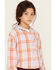 Image #2 - Levi's Little Girls' Plaid Print Long Sleeve Button-Down Hooded Shirt, Purple, hi-res