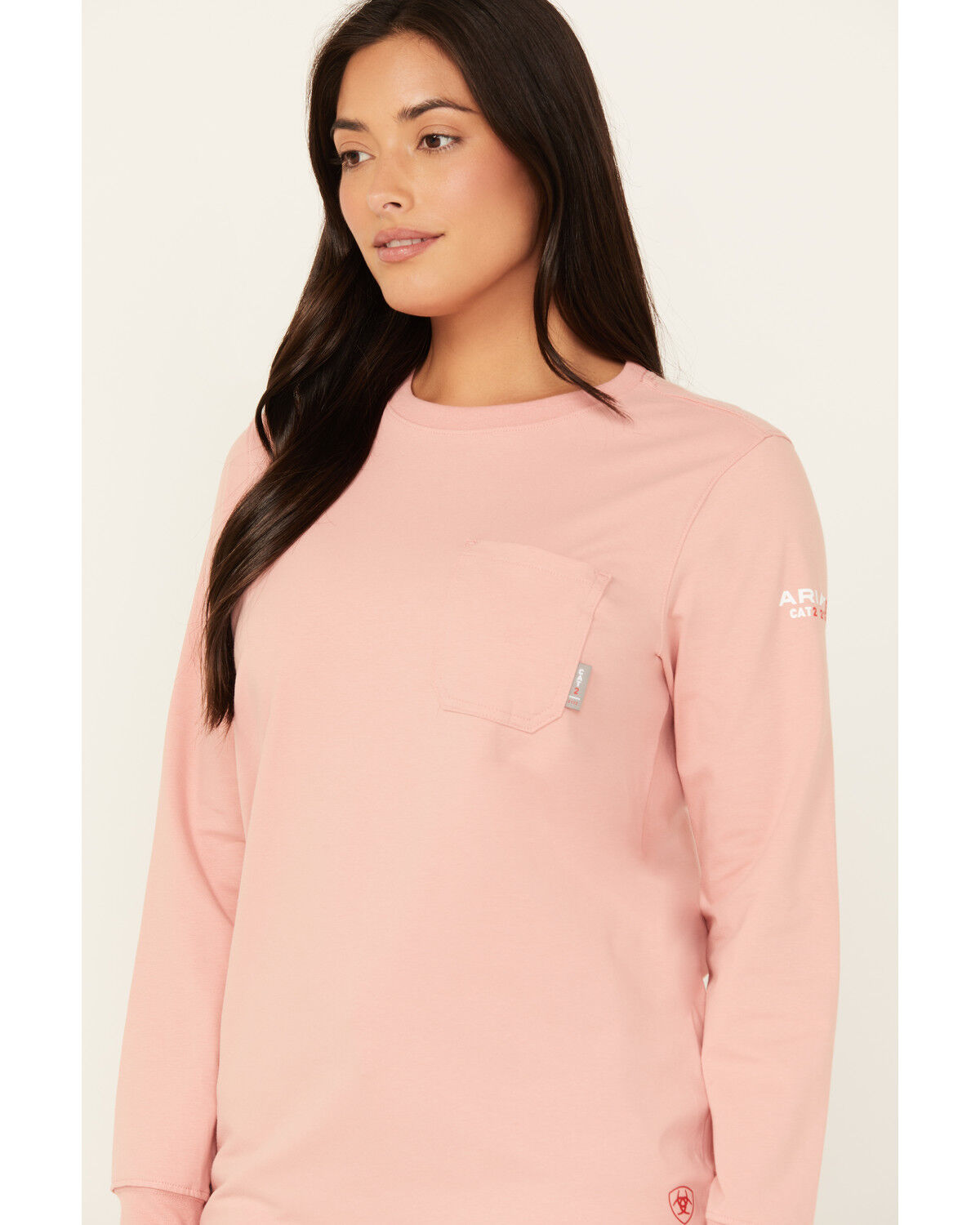 Image #4 - Ariat Women's FR American Rose Long Sleeve Work T-Shirt, Dark Pink, hi-res