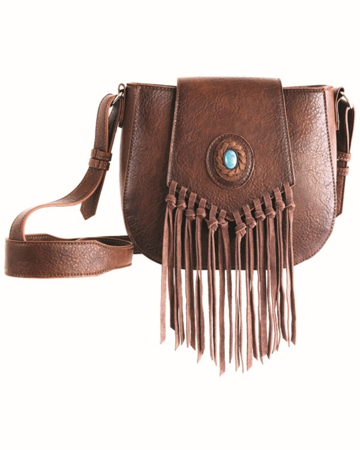 Justin Women's Concho Fringe Crossbody Bag, Brown, hi-res