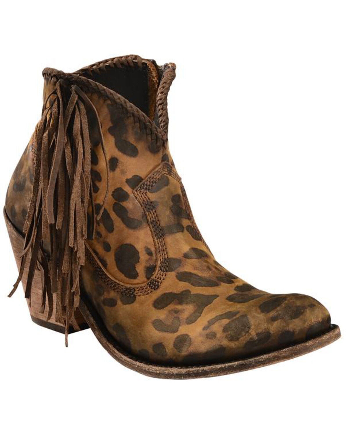 Liberty Black Women's Chita Miel Fringe Booties - Round Toe, Cheetah, hi-res