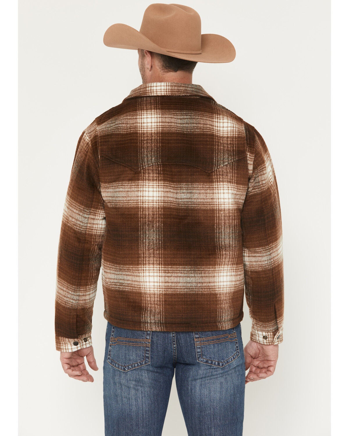 Image #4 - Outback Trading Co Men's Silas Plaid Print Zip-Up Concealed Carry Jacket, Brown, hi-res