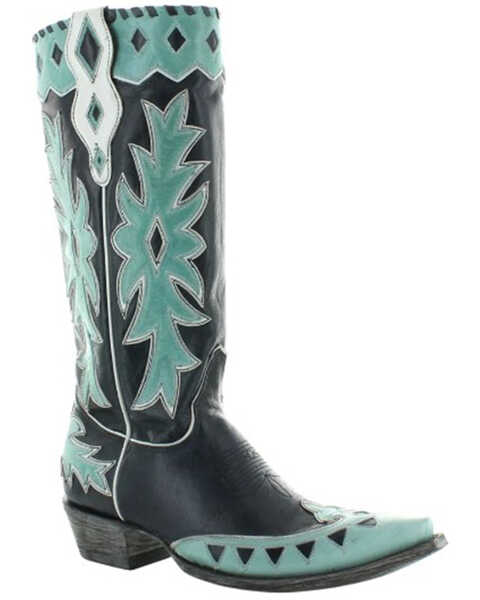 Image #1 - Old Gringo Women's Miles City Western Boots - Snip Toe, Black/blue, hi-res