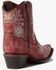 Image #4 - Circle G Women's Flowered Embroidery Ankle Western Booties - Snip Toe, Red/brown, hi-res