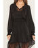 Image #3 - Miss Me Women's Long Sleeve Lace Trim Mini Dress, Black, hi-res