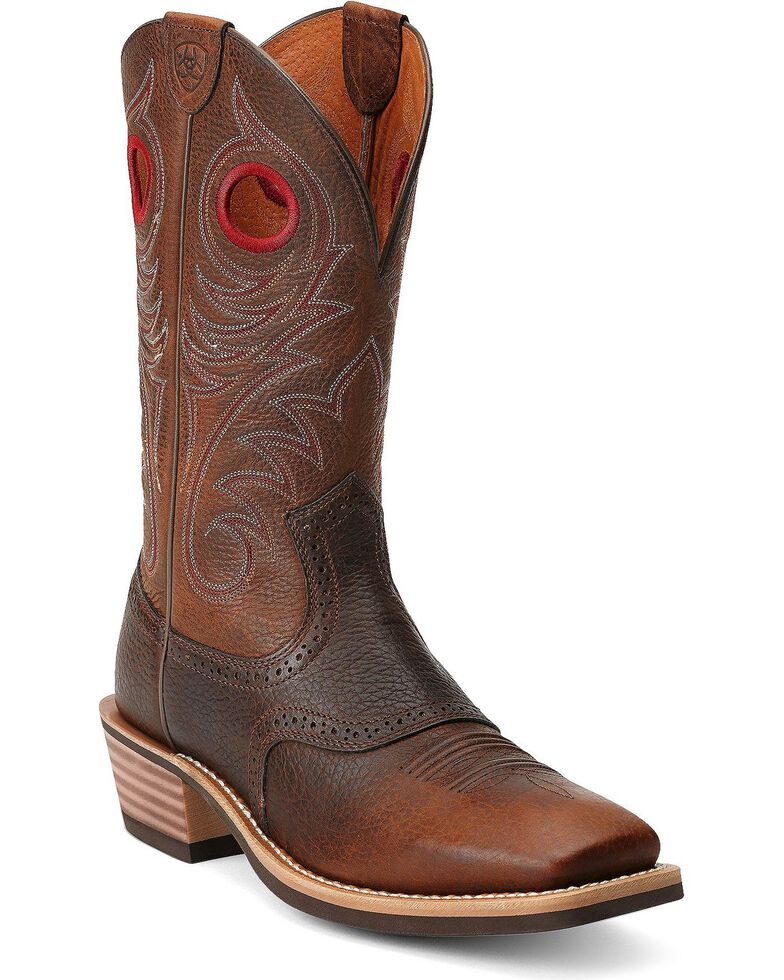 Ariat Heritage Rough Stock Cowboy Boots - Square Toe, Brown, hi-res