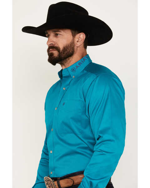 Image #3 - Ariat Men's Team Logo Twill Long Sleeve Button-Down Western Shirt - Tall, Turquoise, hi-res