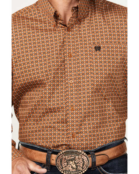 Image #3 - Cinch Men's Geo Print Long Sleeve Button-Down Western Shirt, Gold, hi-res
