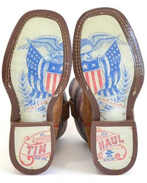 Image #2 - Tin Haul Boys' Patriot Western Boots - Broad Square Toe, Brown, hi-res