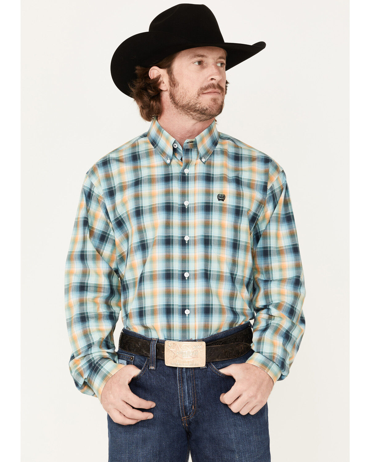 Image #1 - Cinch Men's Multi Plaid Print Long Sleeve Button Down Western Shirt, Multi, hi-res