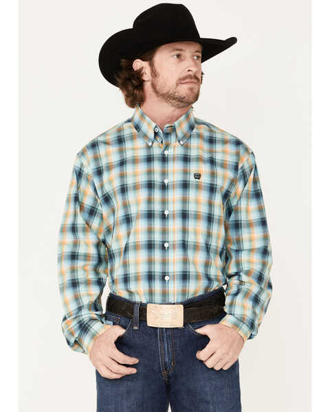 Cinch Men's Multi Plaid Print Long Sleeve Button Down Western Shirt , Multi, hi-res