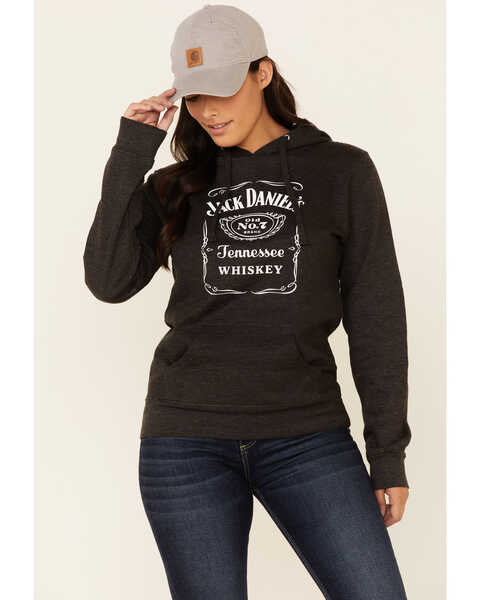 Jack Daniel's Women's Charcoal Logo Pullover Hoodie , Charcoal, hi-res